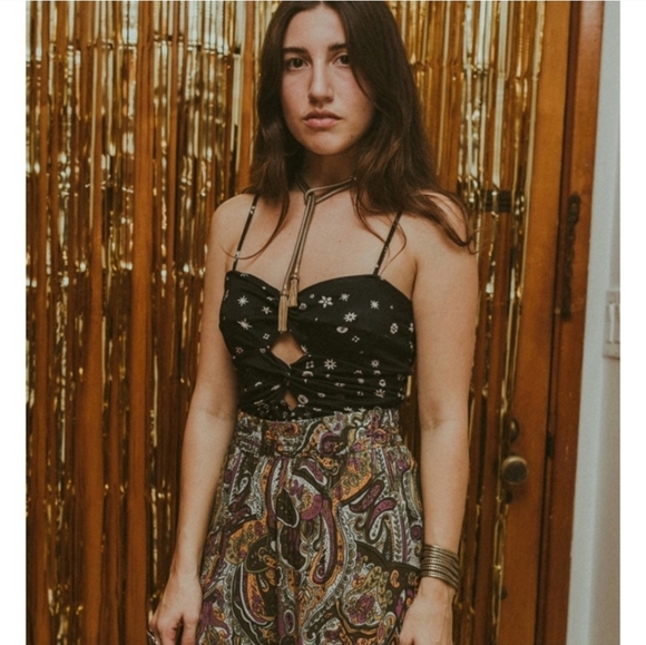 Rare Novella Royale Etta Tank Midnight Haze M Moon Stars Camisole Floral cut out - Picture 2 of 16